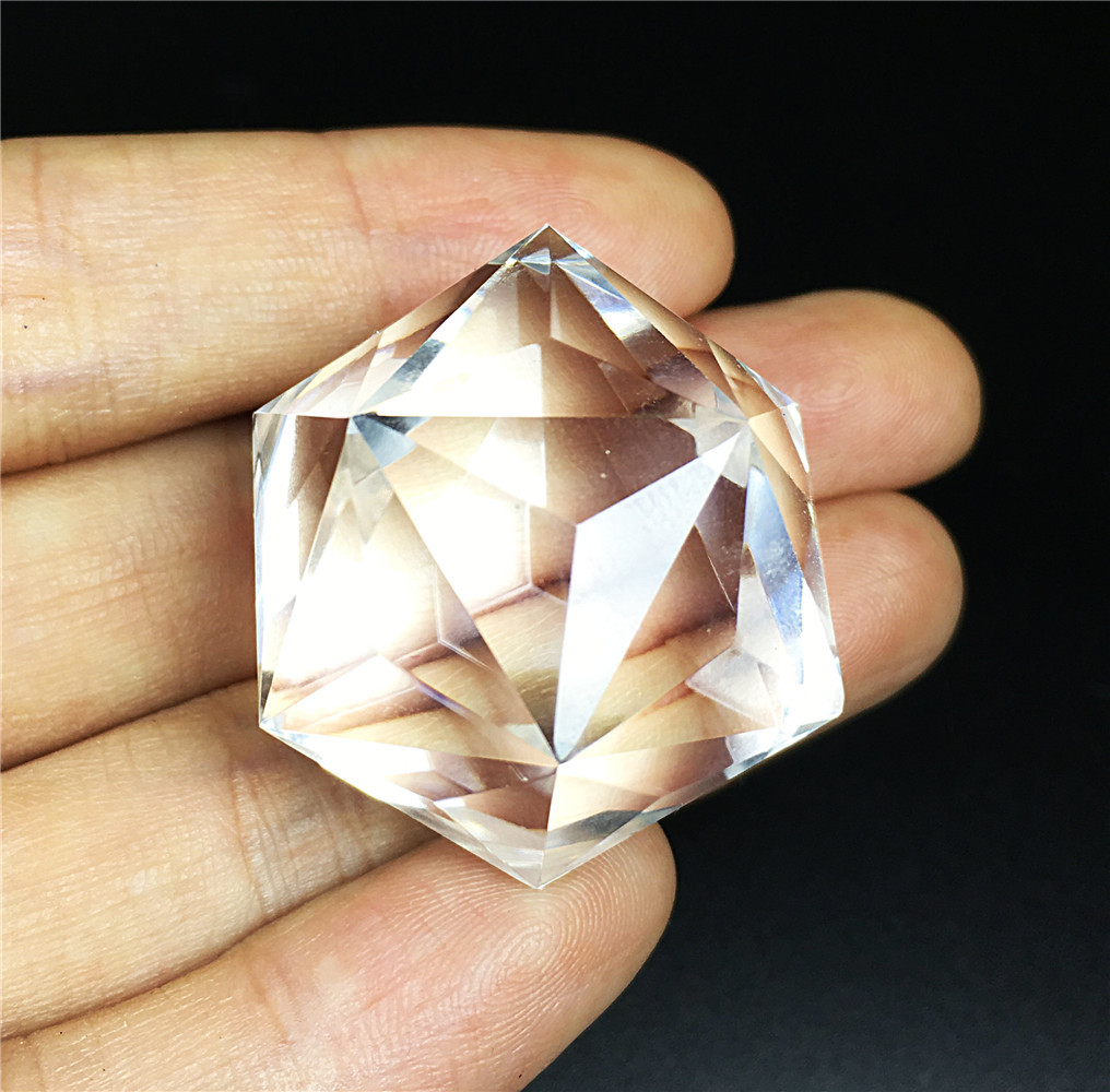 60 Sides Natural Clear Quartz Crystal Sphere Point Geometric Figurine Gemstone