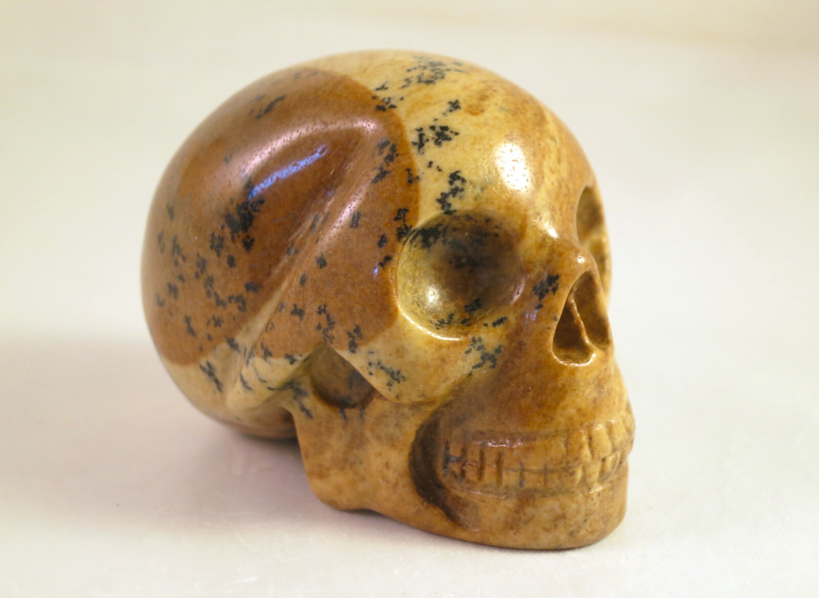 2″ PICTURE JASPER Carved and Polished SKULL
