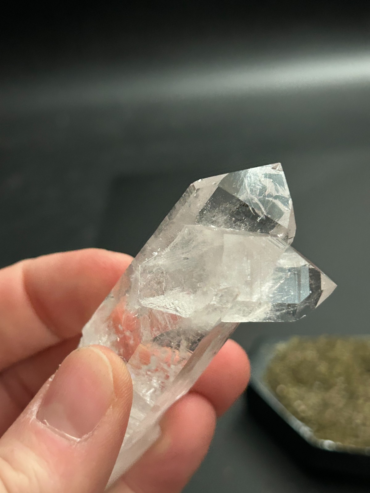 Natural Columbian Quartz Crystal Twin Point 3.5” Bridge Cross