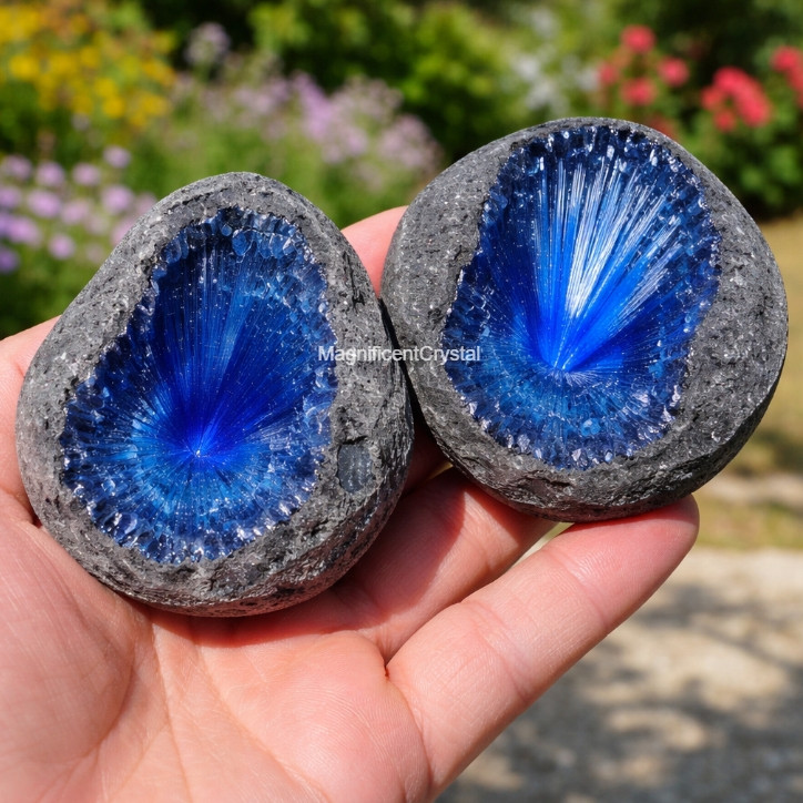 Natural Blue Goethite Quartz Crystal Rare Mineral Specimen Healing Energy Ore