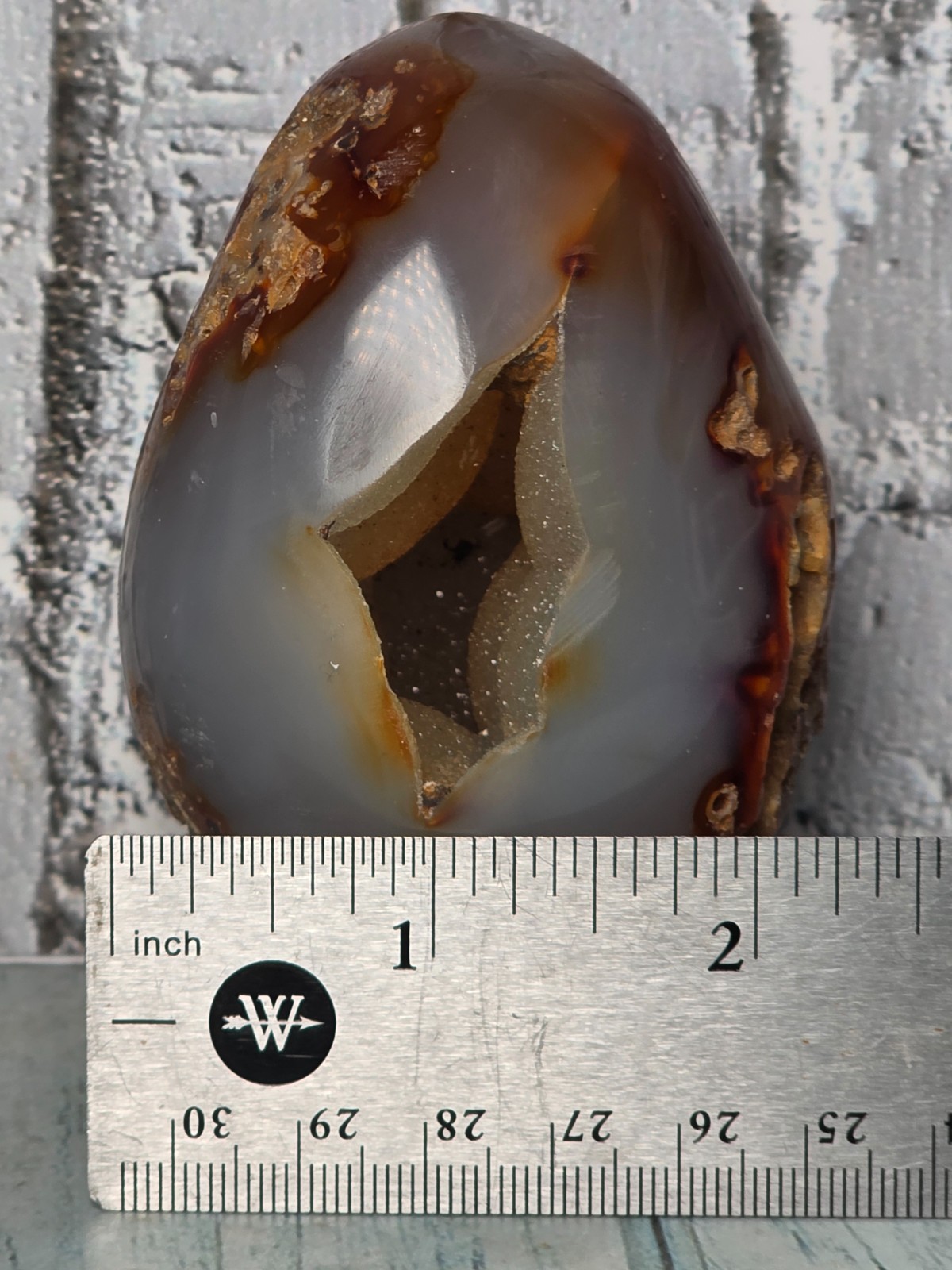 ✨ Druzy Cave Agate Egg – Natural Crystal Inclusions – Polished Stone ✨