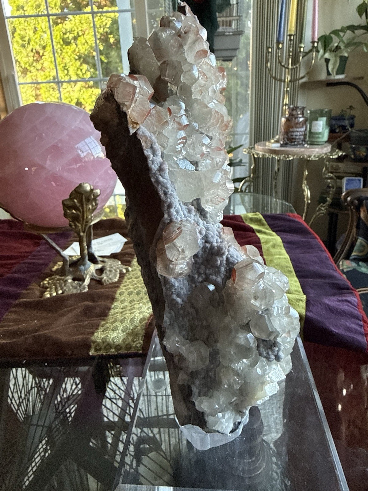 Stunning Collectors Red Benz Calcite Crystal Specimen w/Acrylic Stand 4.8lb