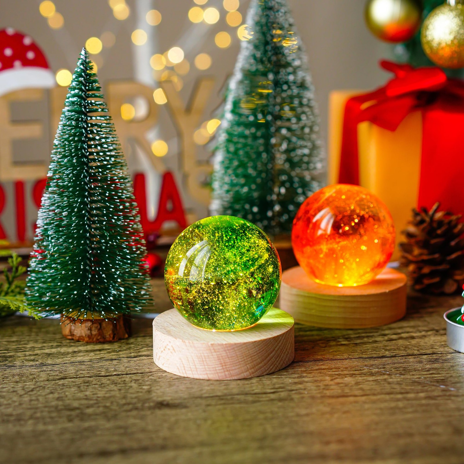 2Pcs Led Wood Display Stand for 3D Crystal Glass 2.7in Resin Art Light Wooden…