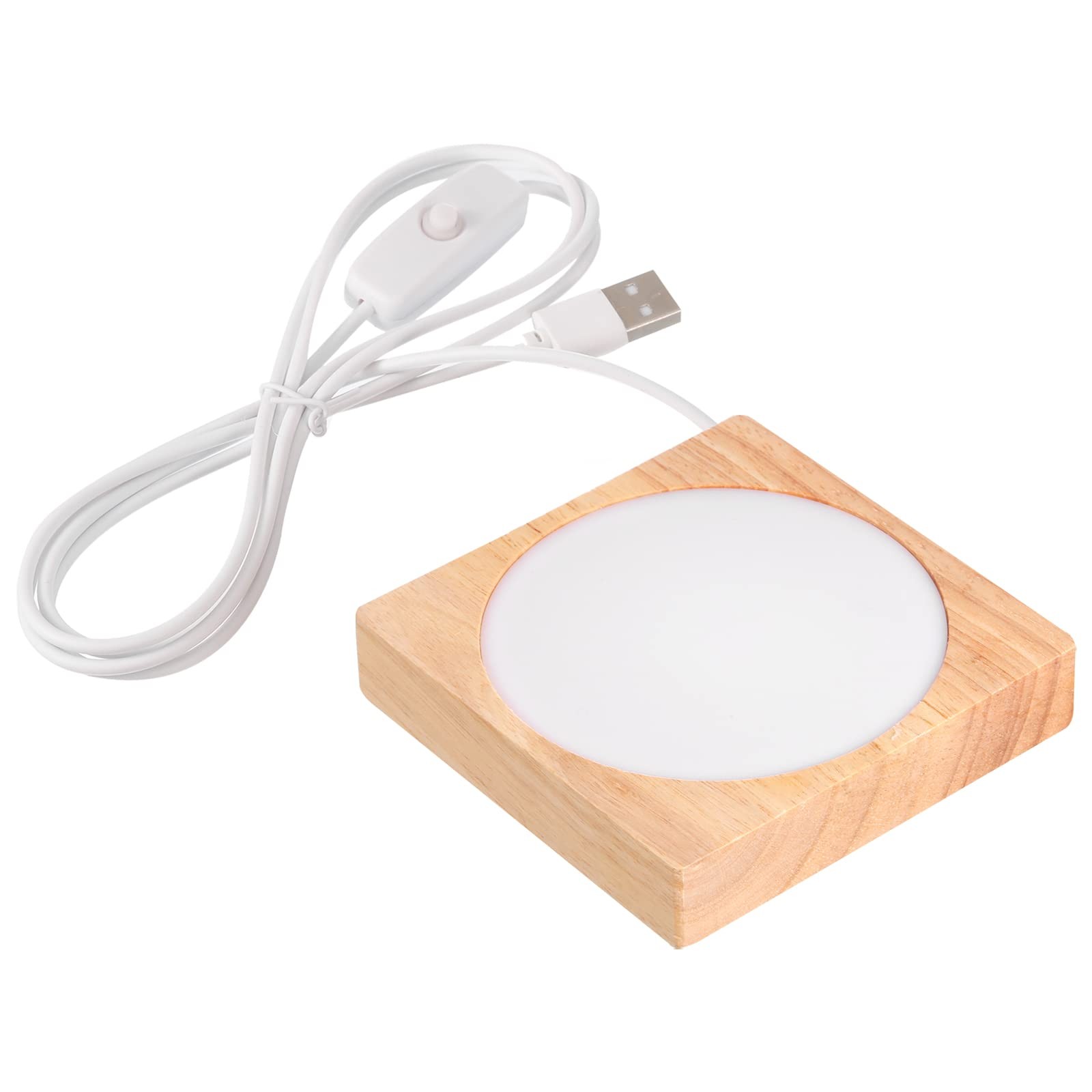4 Inch Wooden Light Base, Wood Light Display Base Stand Lighting with Switch …