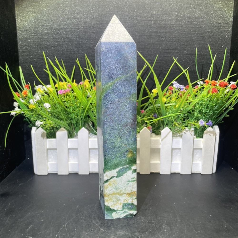 2.6LB 8.8″ Natural Ruby In Fuchsite Obelisk Tower Crystal Reiki Gift UV Heal