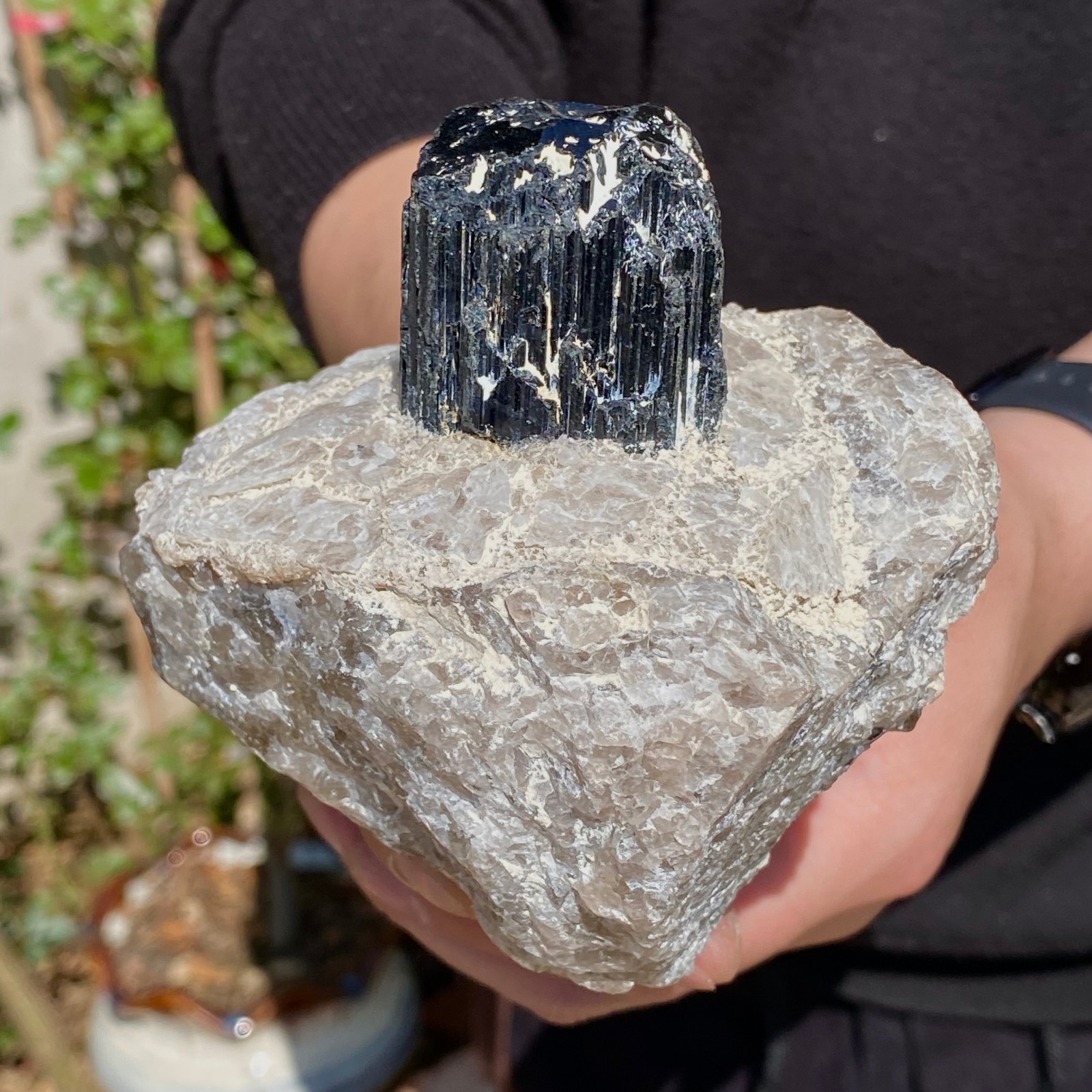 1.77LB Natural black tourmaline crystal gemstone rough mineral specimen