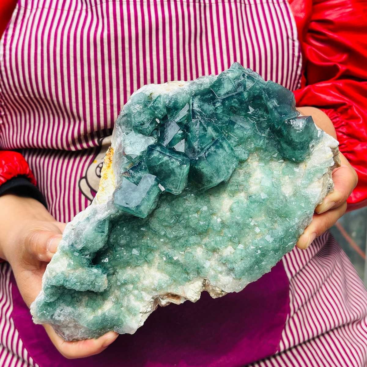 5.25 LB Large Natural Green Fluorite Crystal Cluster Healing Specimen 4156