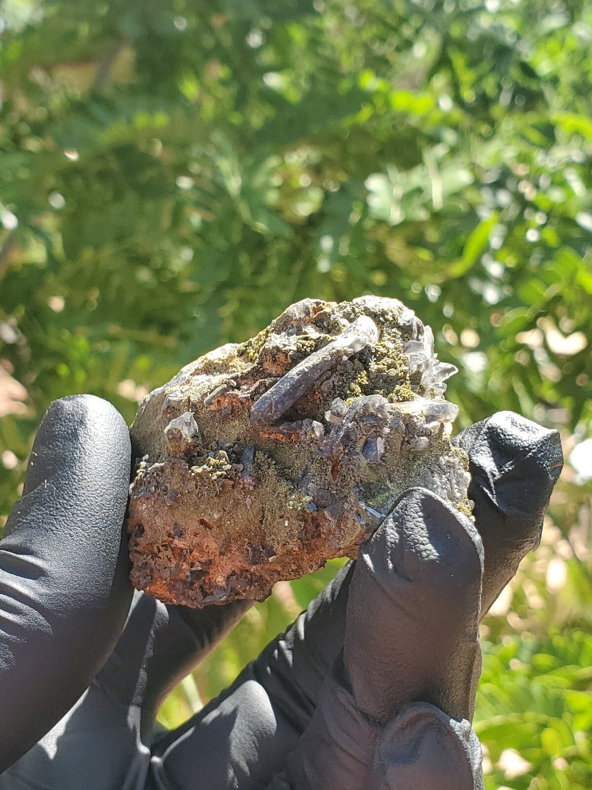 64gNatural Epidote, Super Sparkly Green Epidote with Quartz Specimen, Epidote