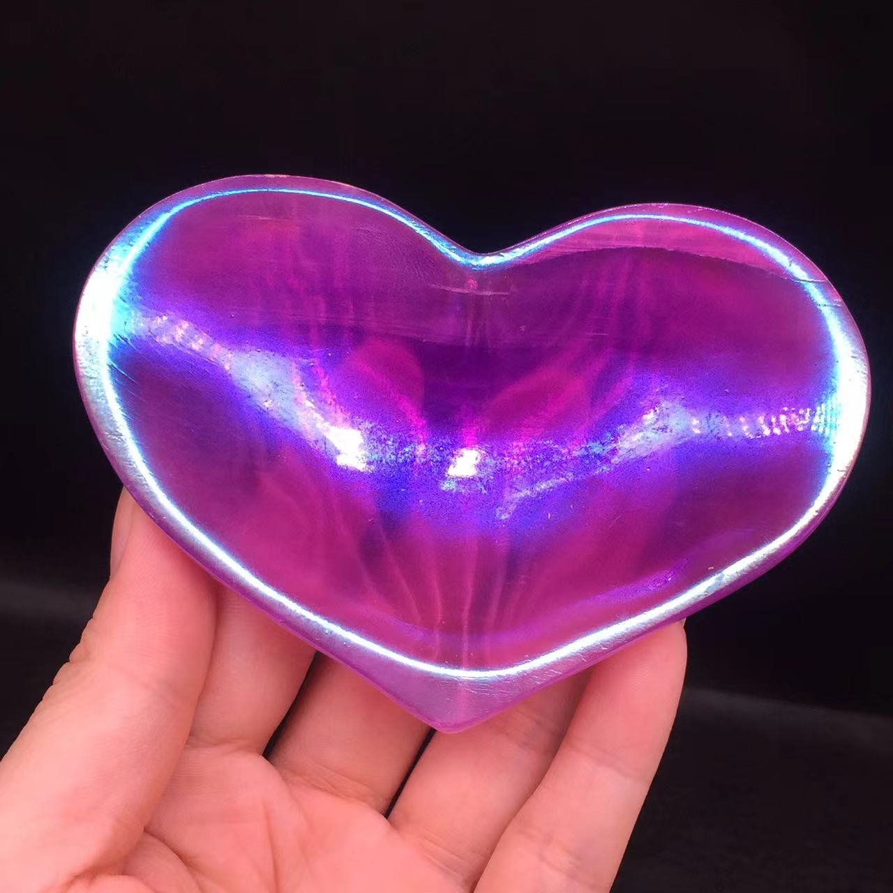 Aura Angel Natural Gypsum Selenite Quartz Heart Shape Bowl Healing Decorate 1Pc