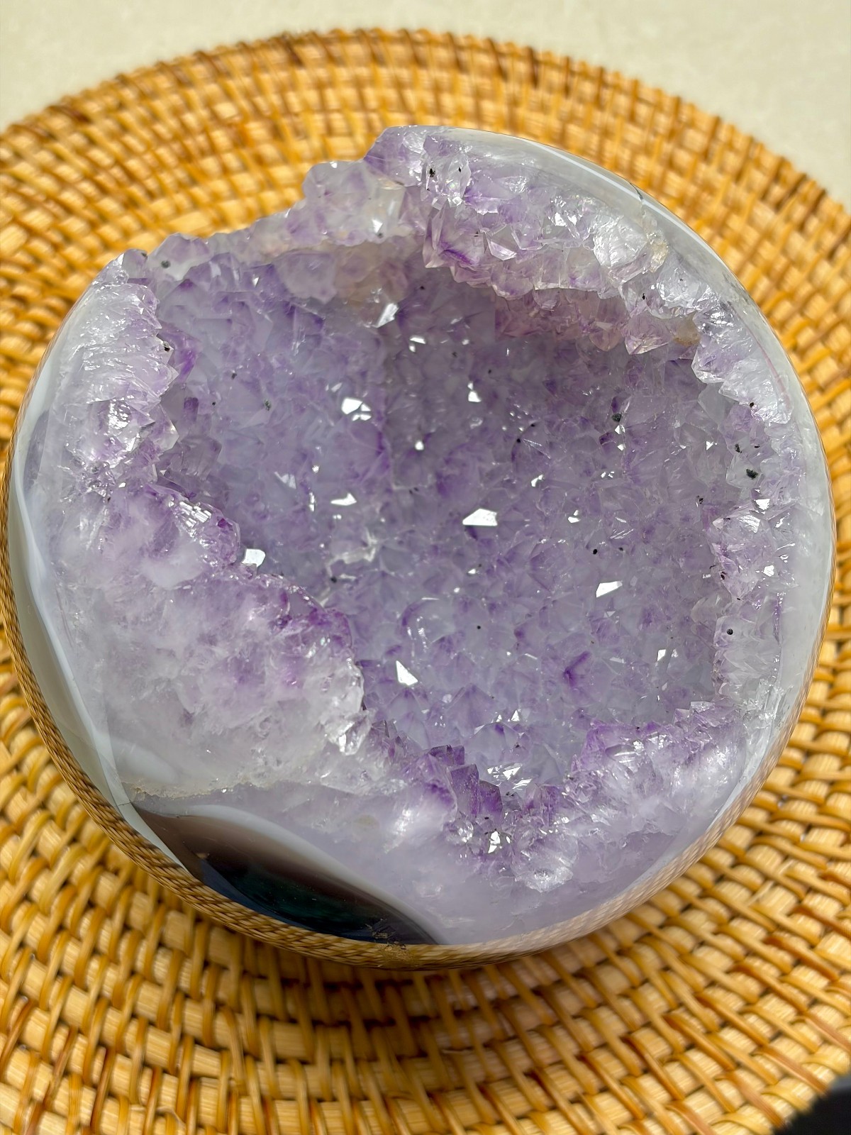 4.3 lb Natural Amethyst Geode Sphere Crystal Druzy Ball Polished Agate Decor