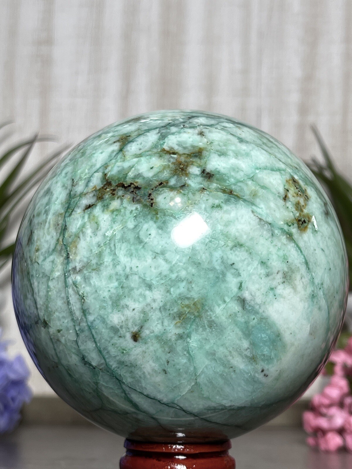 85mm MALACHITE CHRYSOCOLLA QUARTZ SPHERE -Green Crystal Mineral Phoenix Quattro