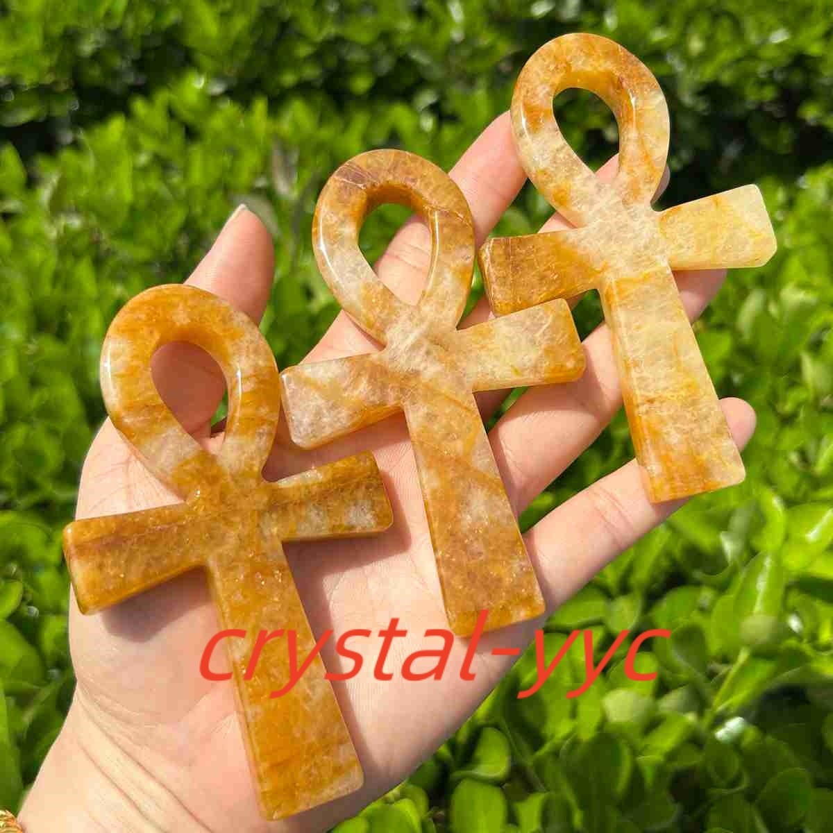 4.3″ Natural Quartz Crystal Cross Carved Crystal Ankh Reiki Healing Gift