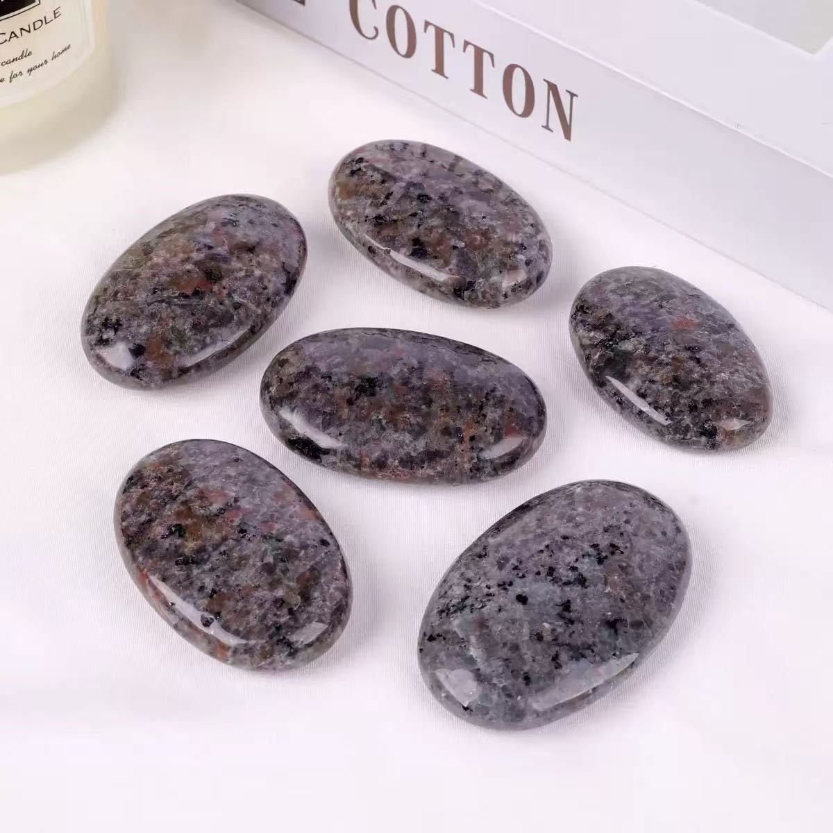 3pcs Natural Yooperlite Palm Stone Worry Stone Manifestation Crystal Art Deco