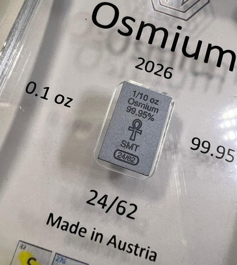 Osmium 1/10oz King Tut bar – 2026 – Mintage: 62 – Produced by SMT