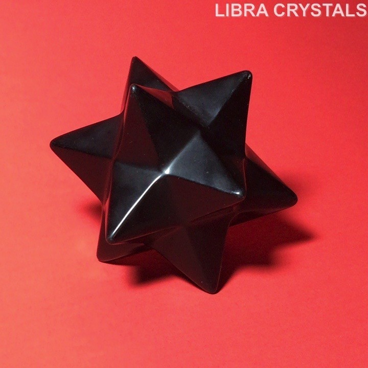 Black Obsidian Merkaba Star Crystal 2in 106g Sacred Geometry Polished Protection