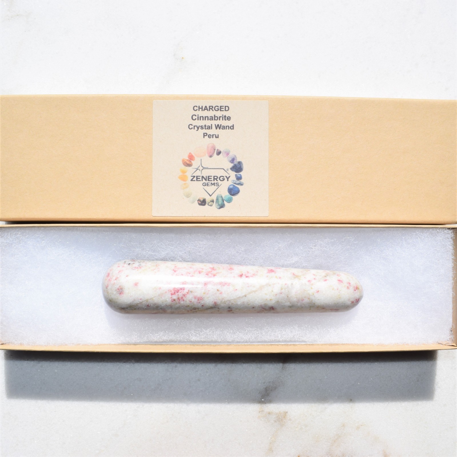 CHARGED 4.0″ Cinnabrite Crystal Massage Wand Reflexology Energy Healing REIKI