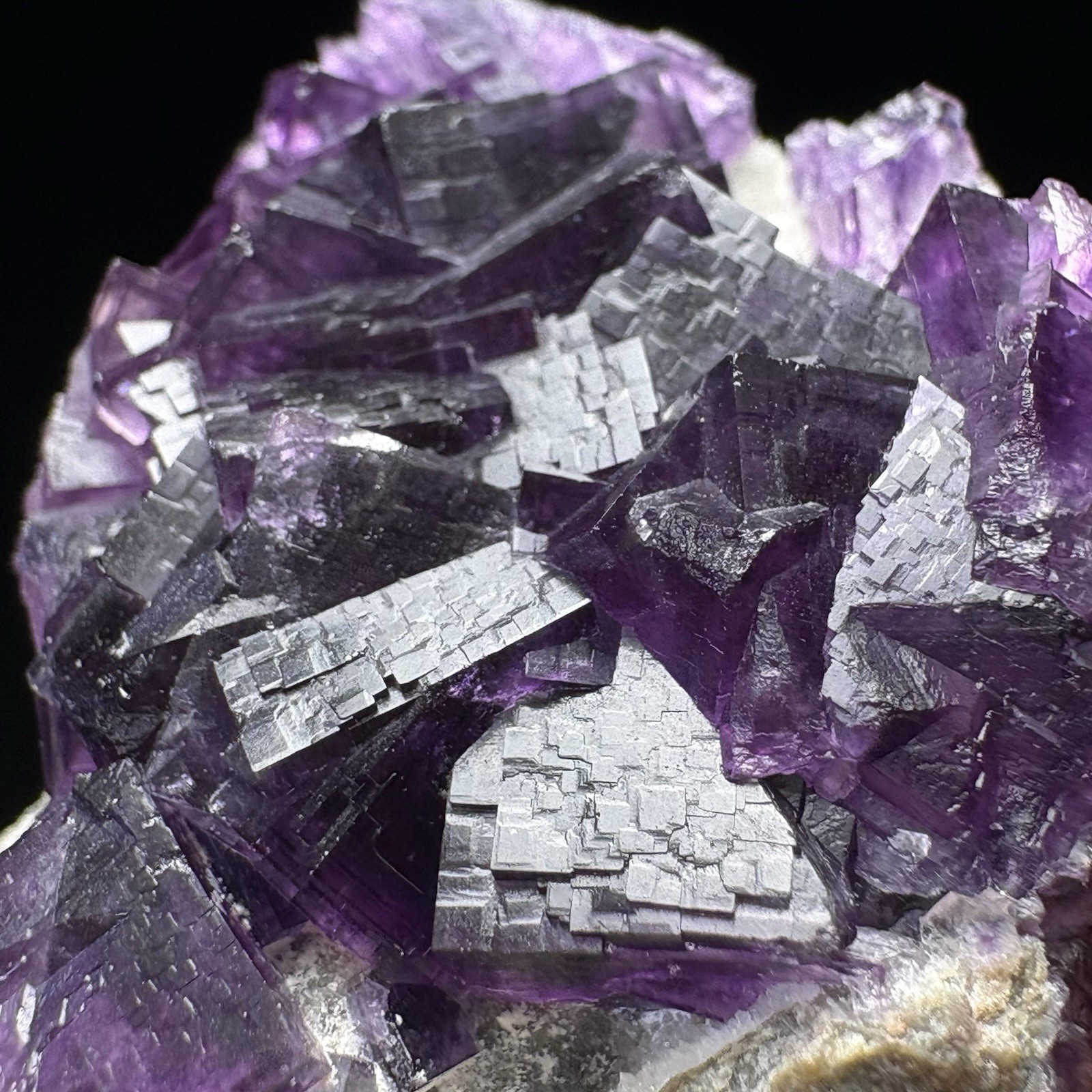 Natural Phantom Fluorite Recursive Growth Geometric Raw Mineral Specimen Crystal