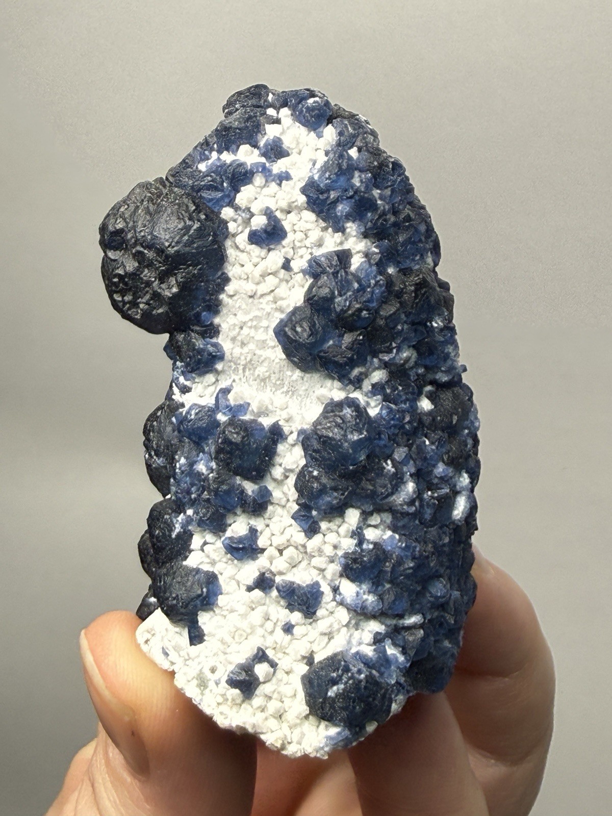Superb Blueberry Fluorite on Candle Quartz |Huanggang Liang Mine, Inner Mongolia