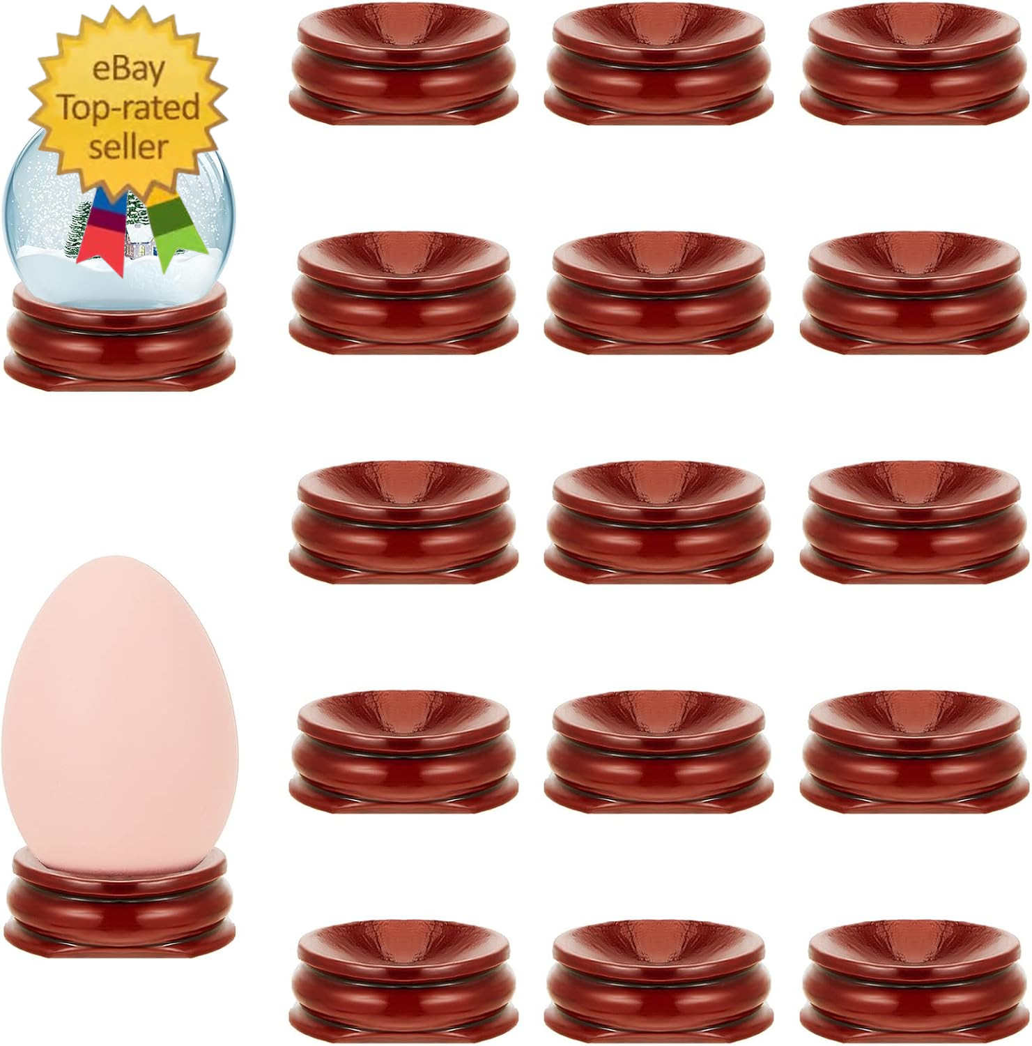 15 Pcs Sphere Stands for Display Crystal, Crystal Holder Wood Egg Ball Stand