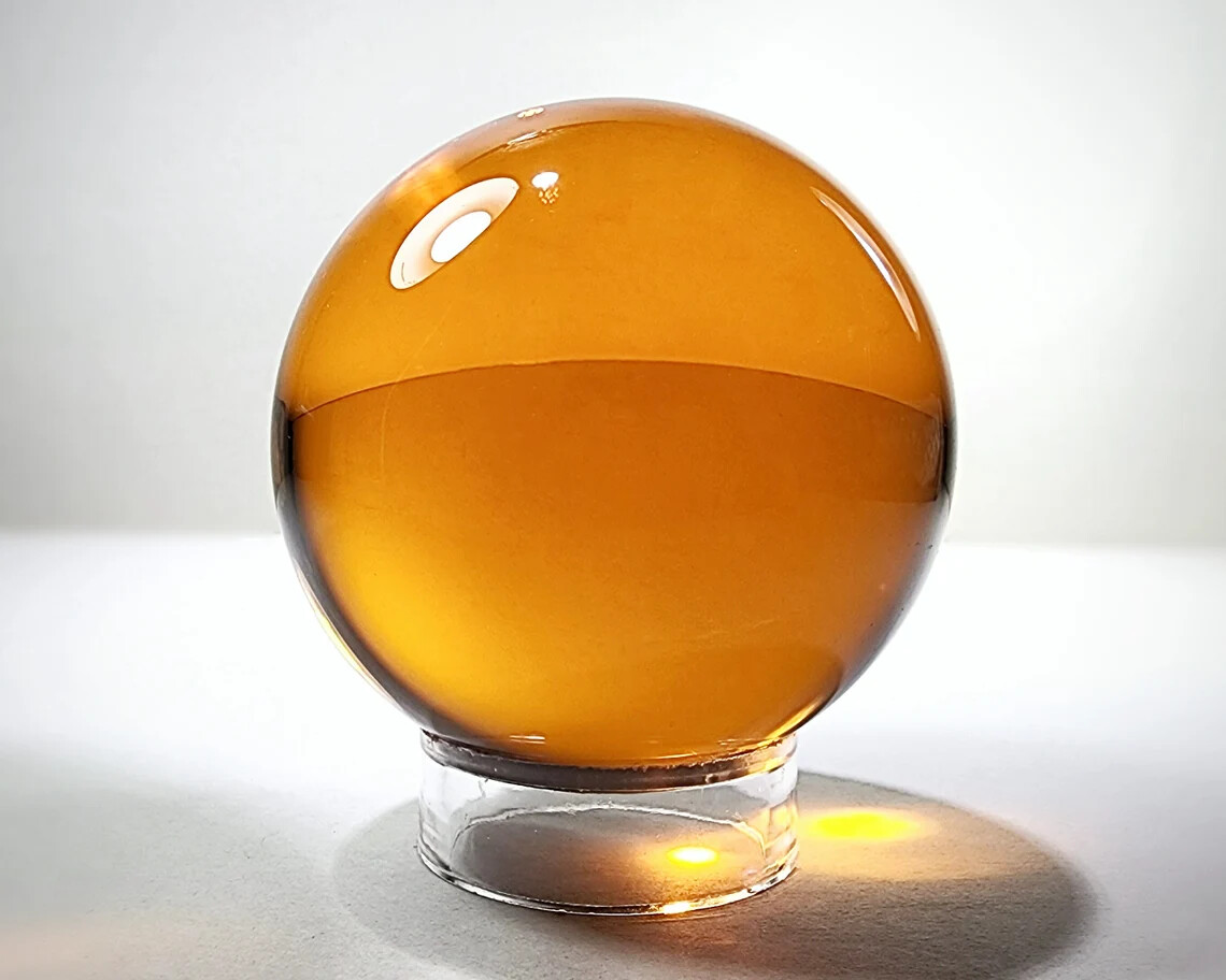 Amber Crystal Ball, 80mm Orange Glass Ball, Amber Gazing Ball, 3.15 Inch