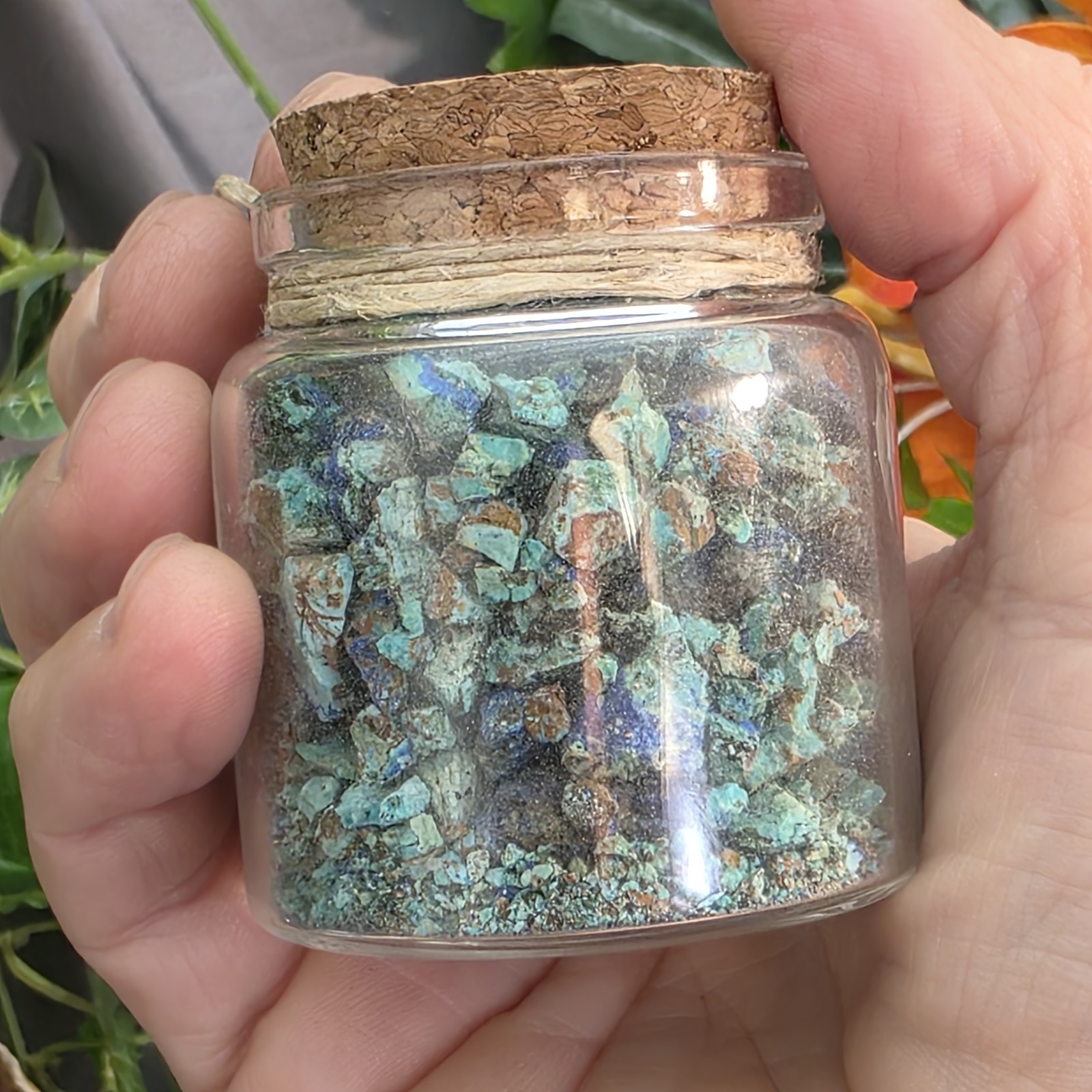 Arizona Copper Ore Specimen Jar | Azurite, Chrysocolla, Malachite