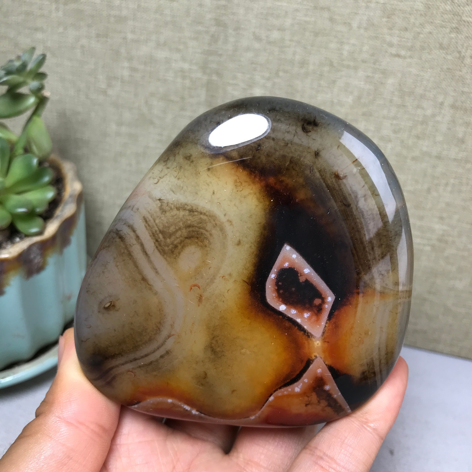 85mm Crazy Lace SILK Banded Agate Polished Crystal Specimen Tumbled 318g A5254