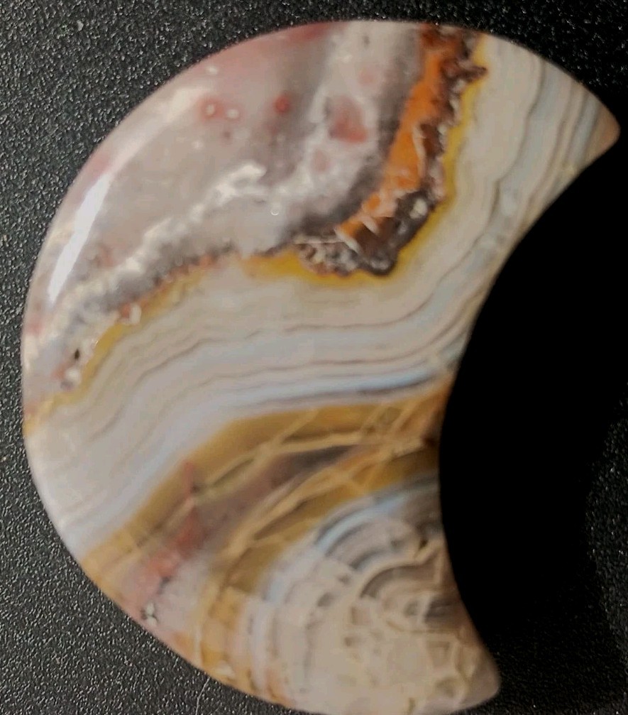 Crazy Lace Agate “Moon” Bands Palmstone Cab Arts Crafts 1-5/16″ Wide 1/4″ Thick