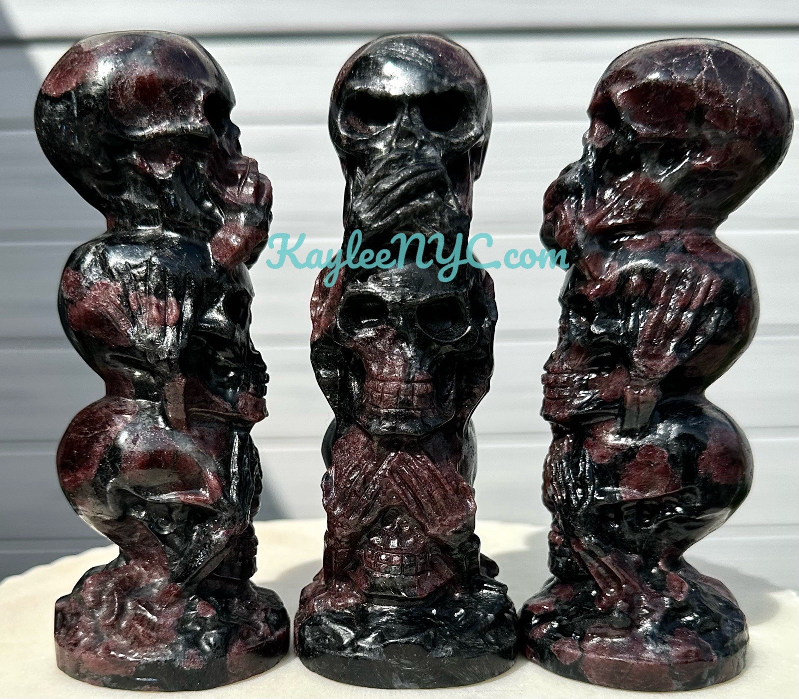 Wholesale Lot 3 PCs Natural Garnet Skulls Crystal Healing Energy 6”