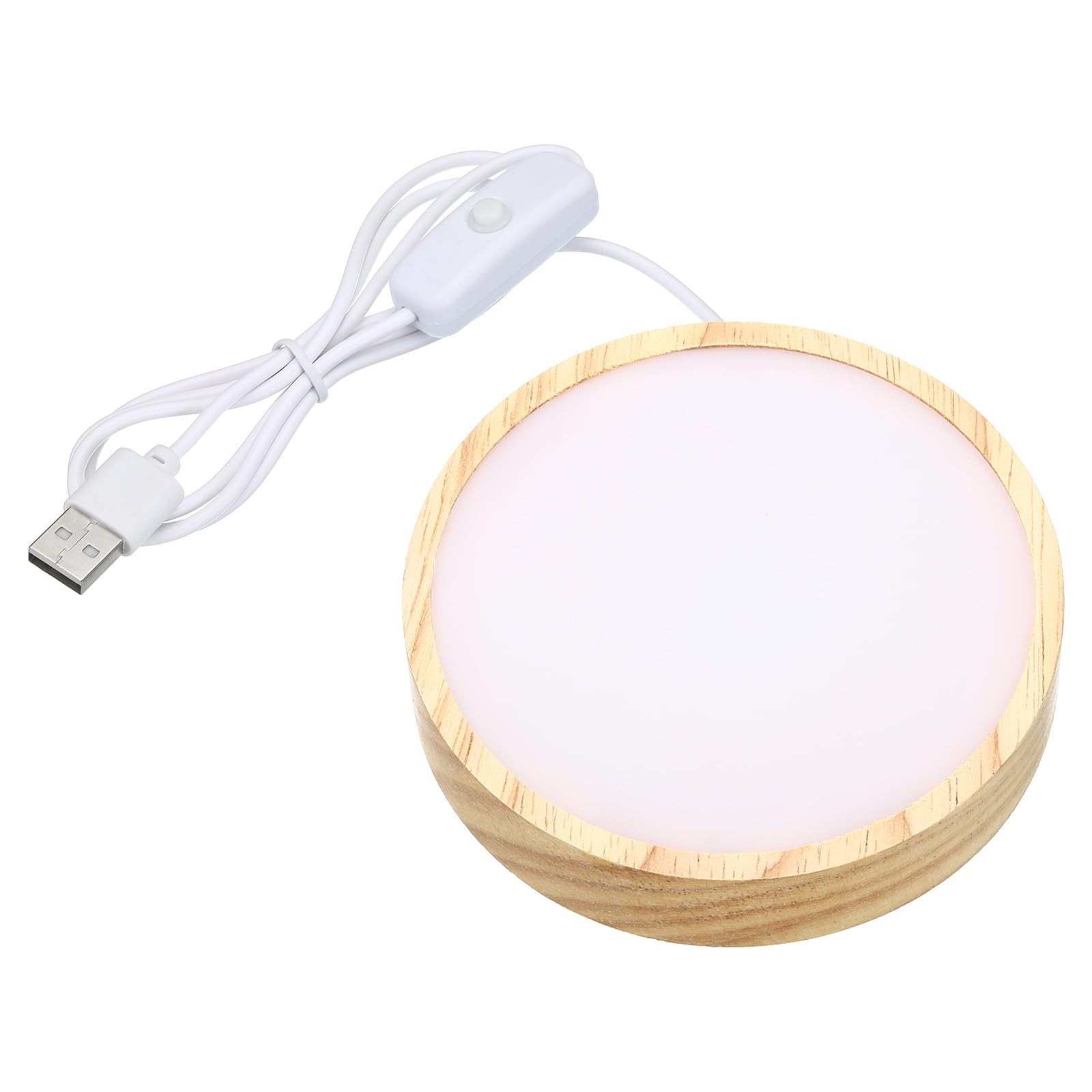 4 Inch Wooden LED Light Base, 2pcs Wood Light Display Base Stand Lighting wit…