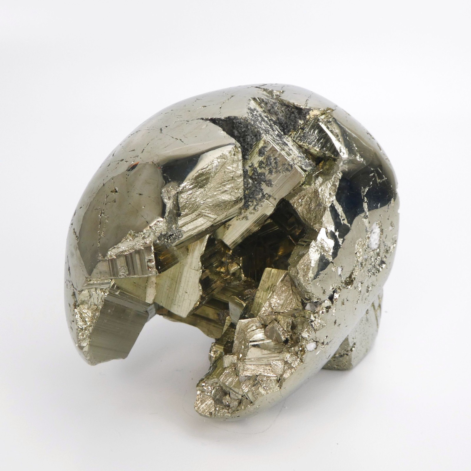 3.75″ 2lb Pyrite Skull from Peru Hand Carved Polished Natural Crystal Exposure