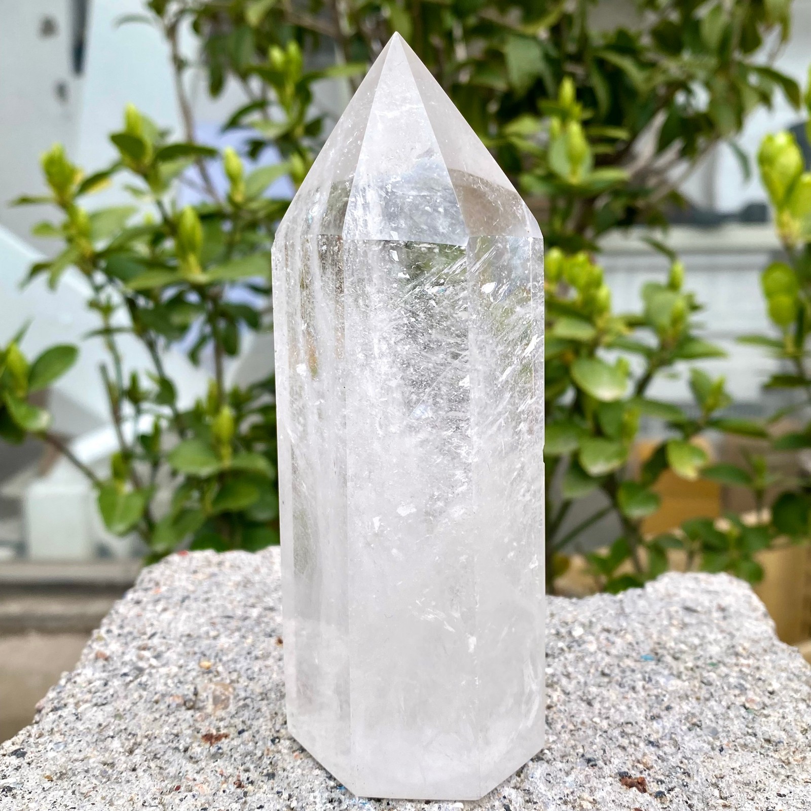 1.01LB Natural Clear White Crystal Obelisk Transparent Quartz Energy Column Reik