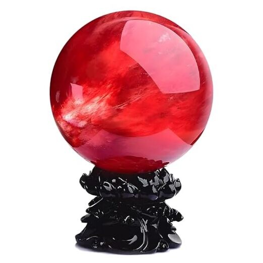 Red Obsidian Ball with Stand, 4 Inch Natural Red Crystal Ruby Ball Sphere