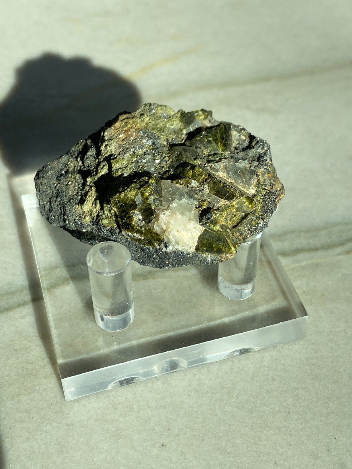 Epidote, Magnetite, Quartz Specimen, Calumet Iron Mine, Chafee Co., Colorado