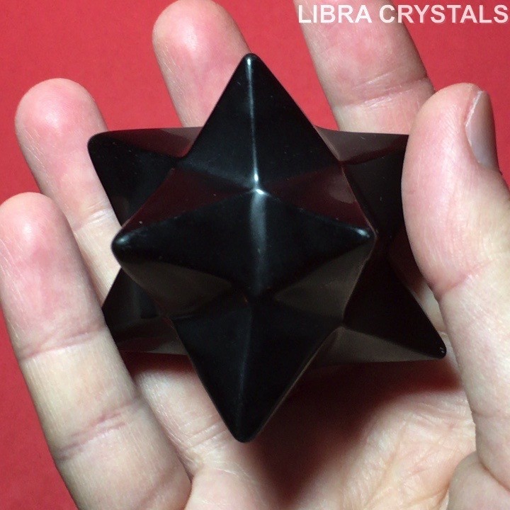 Black Obsidian Merkaba Star Crystal 2in 106g Sacred Geometry Polished Protection