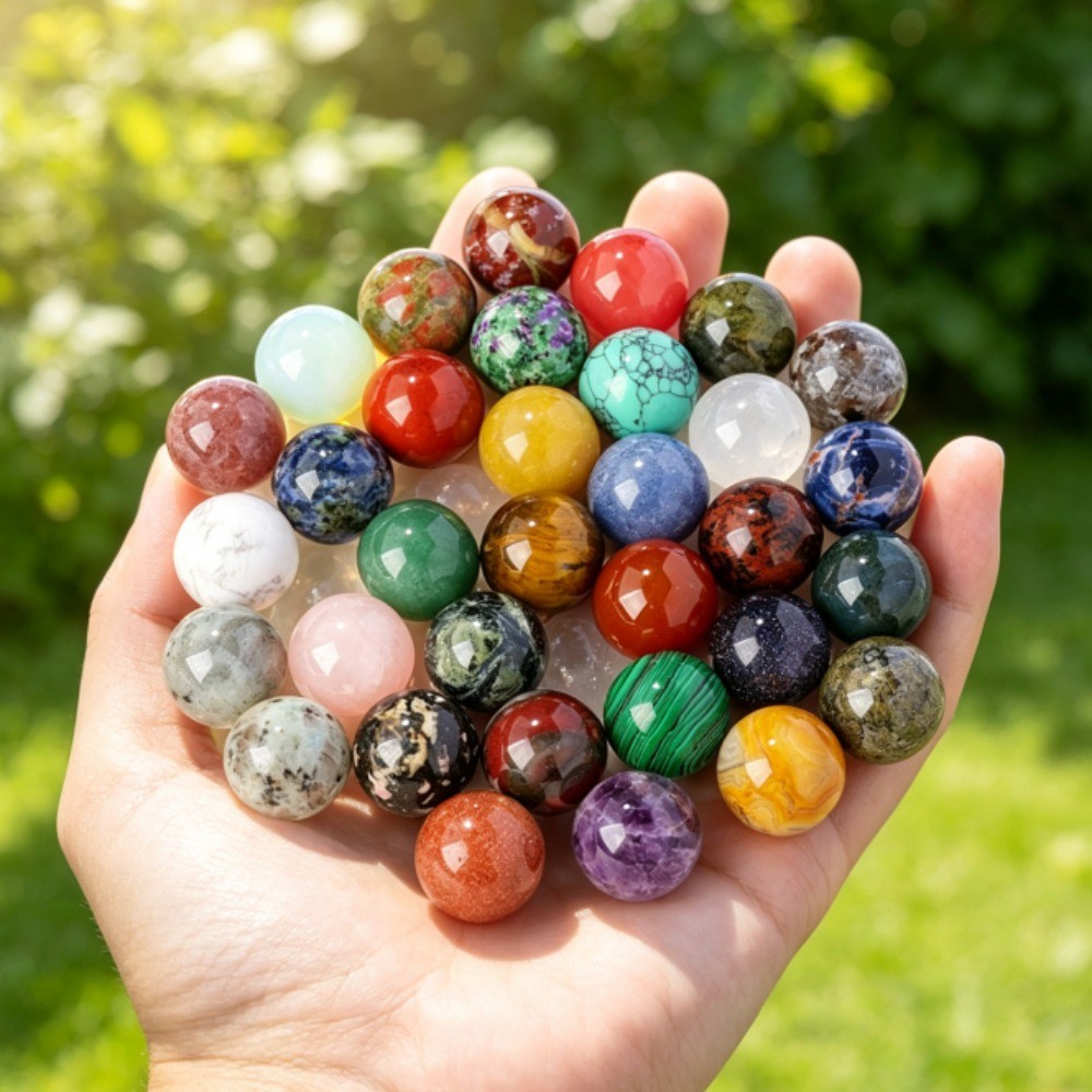 Natural Mixed Crystal Sphere Balls Reiki Healing Stone Decoration Meditation200g