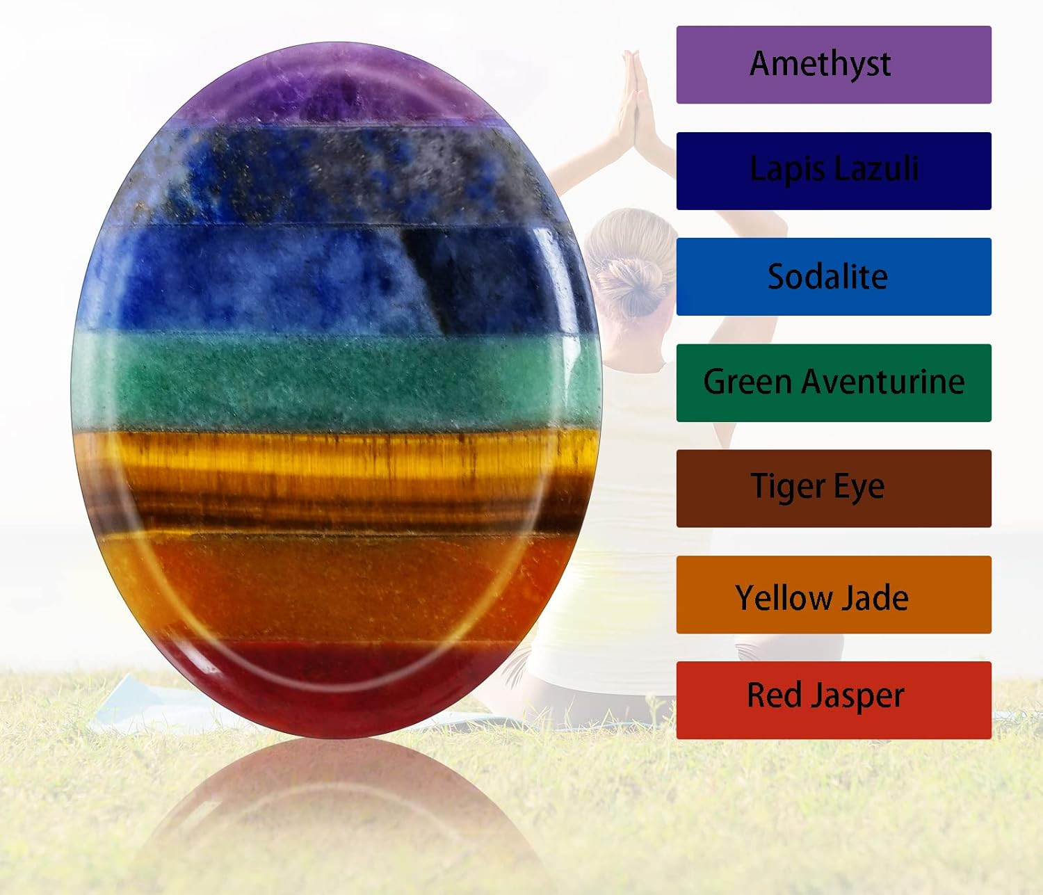 2 Pack 7 Chakra Thumb Worry Stones Natural Healing Crystals for Anxiety Relief