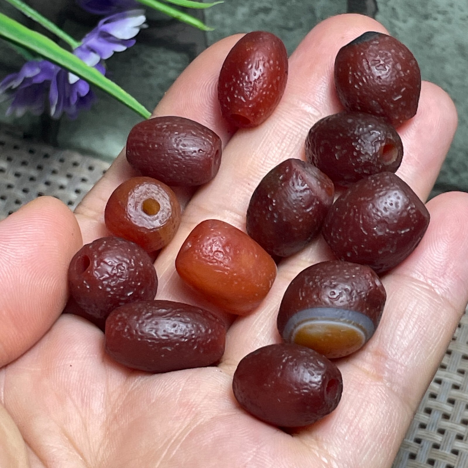 12pcs Rare Red Agate stone original stone specimen 42g m8313