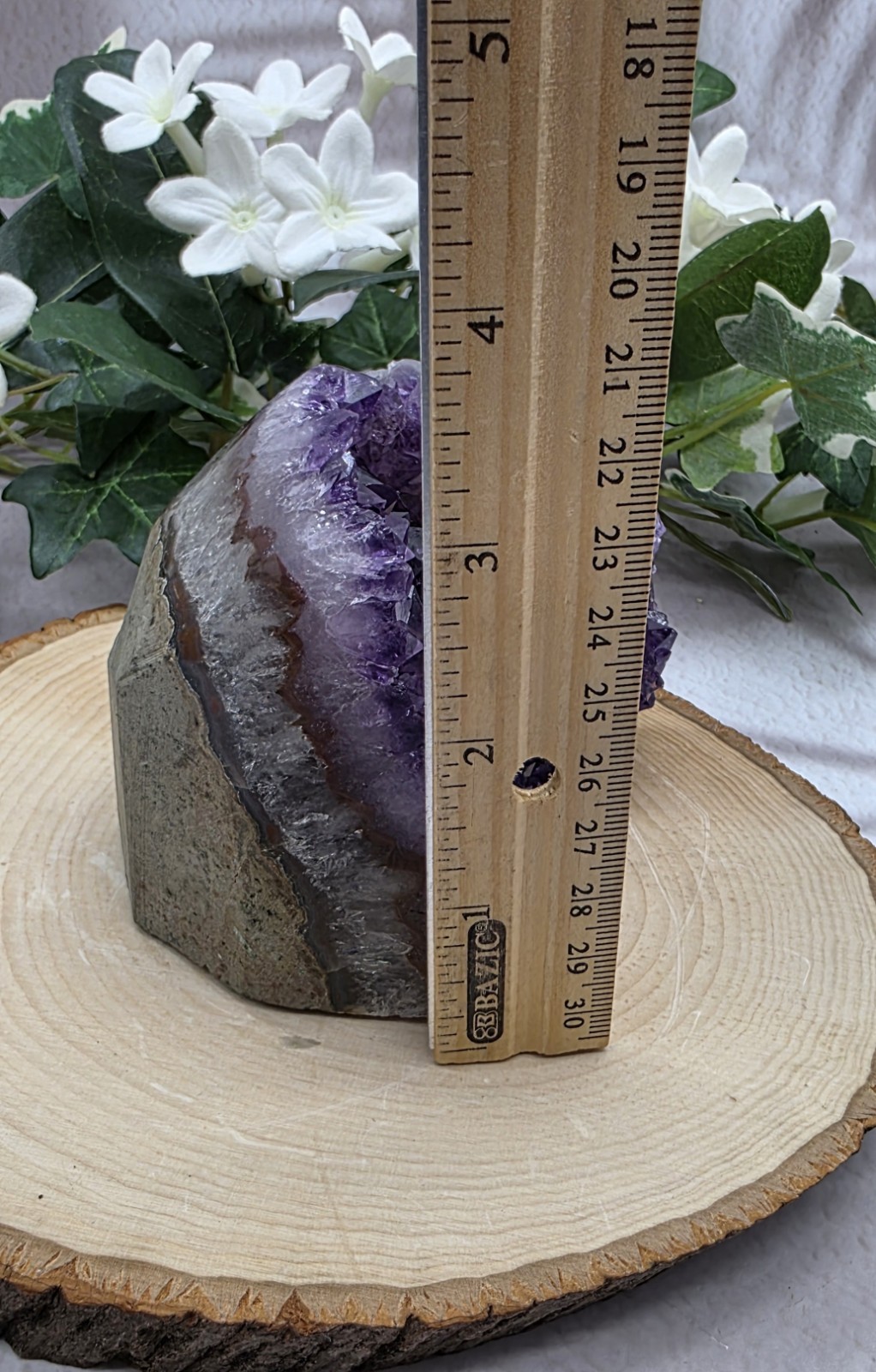 Natural Uruguay Amethyst Geode Purple Crystal with Agate Banding Free Standing
