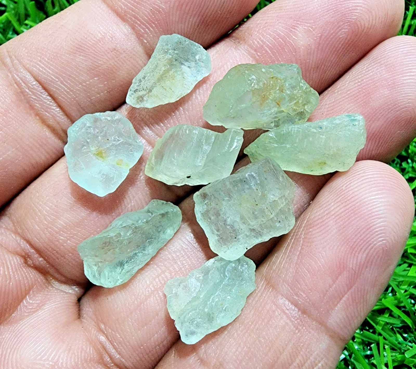 8 Pcs Huge Aquamarine Gemstone Rough Lot 12-18mm Loose Stones Healing Crystal