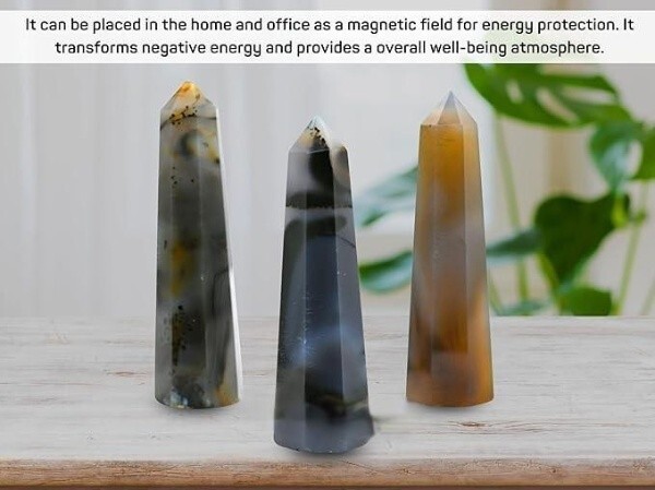 5Pcs Set Natural Dendrite Agate Crystal Points Home Office Table Decor, 3-4Inche