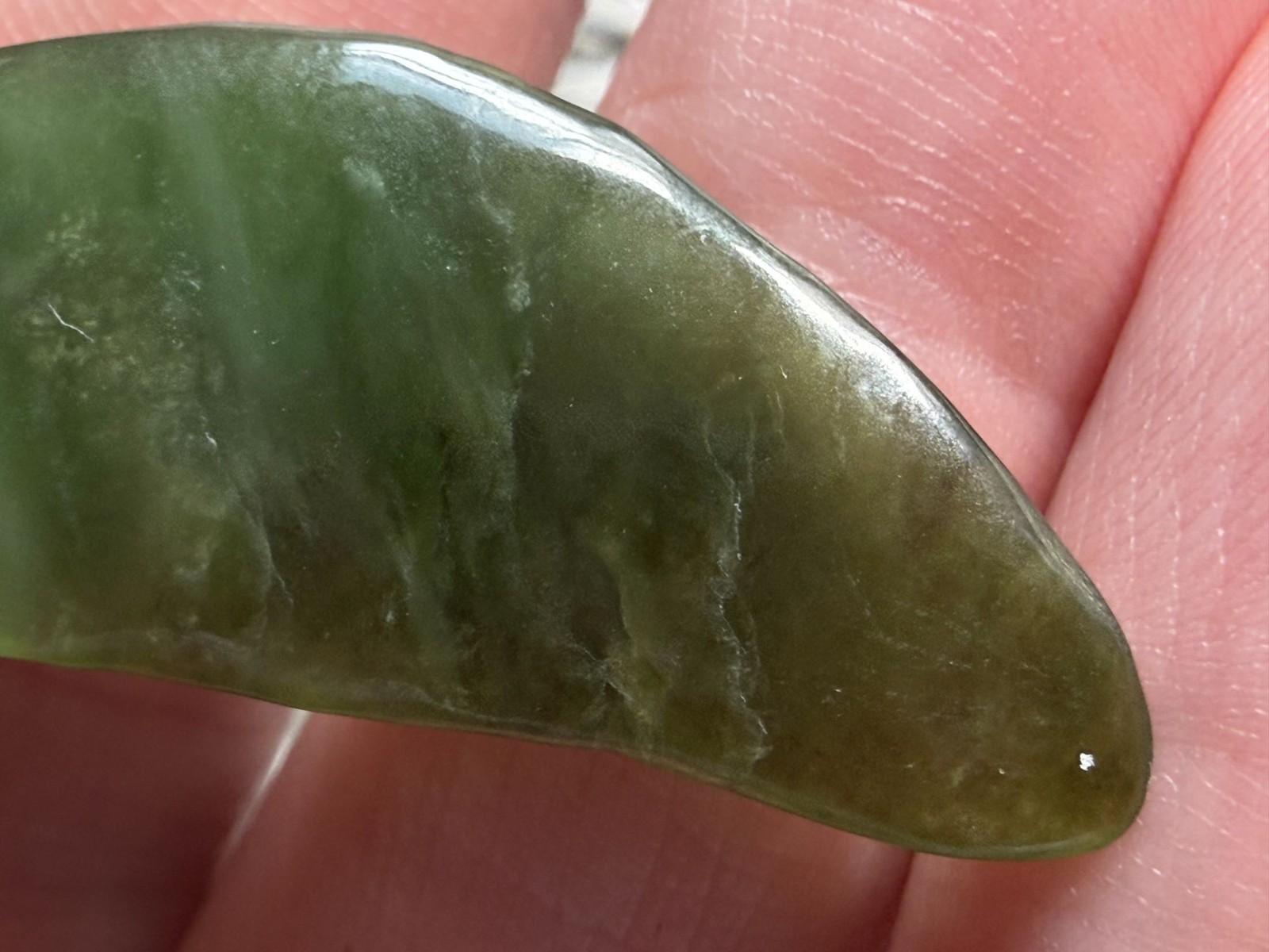 Polished Freeform African Jade Piece Specimen 4.6g Weight 1 5/8 Inch Max Length