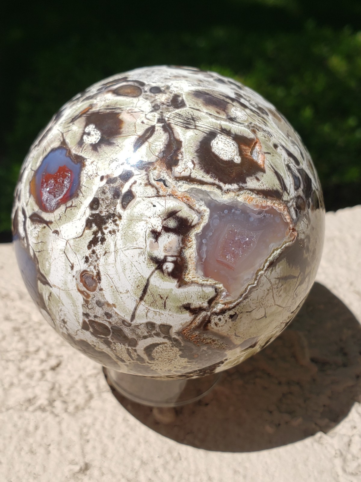 2.8″ Money Agate UV Crystal Druzy Sphere Orb Ball, 448g or 1 lb
