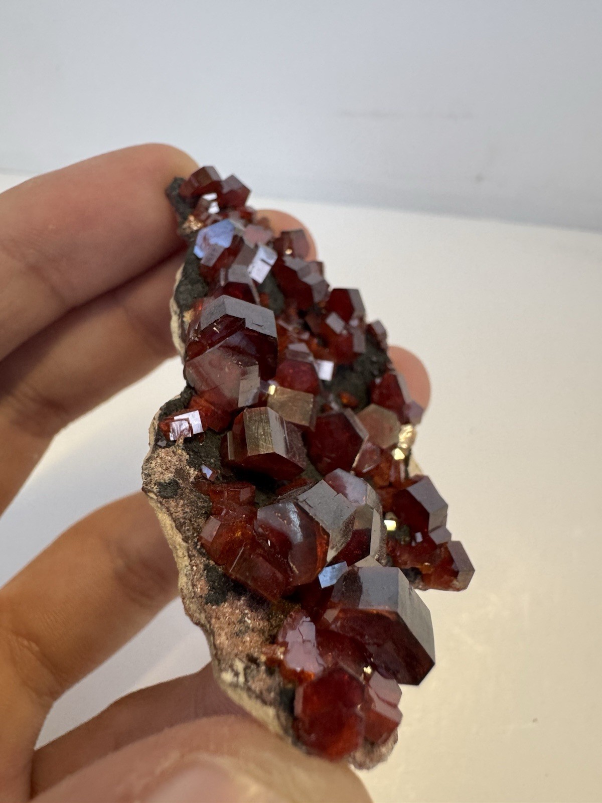 Vanadinite On Matrix, Mibladen, Morocco, Excellent Crystal Form