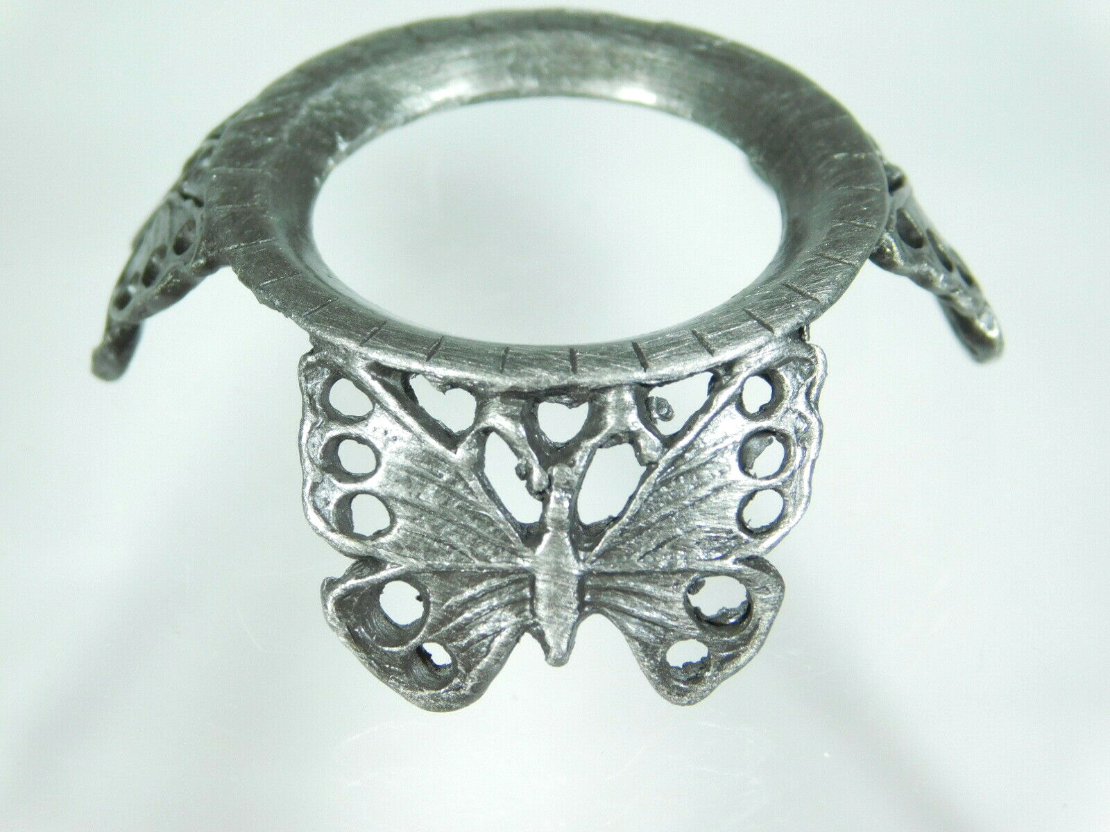 Sphere Display Stand BUTTERFLY Design Wing Holes Pewter Color