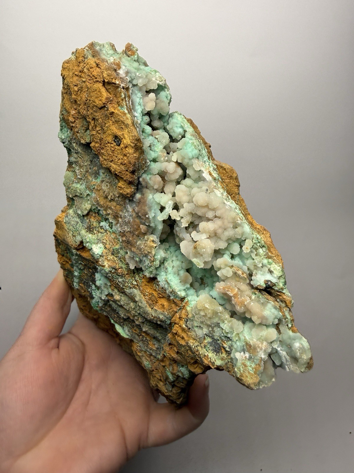 8” Druzy Mint Green Smithsonite Cluster — Indonesia
