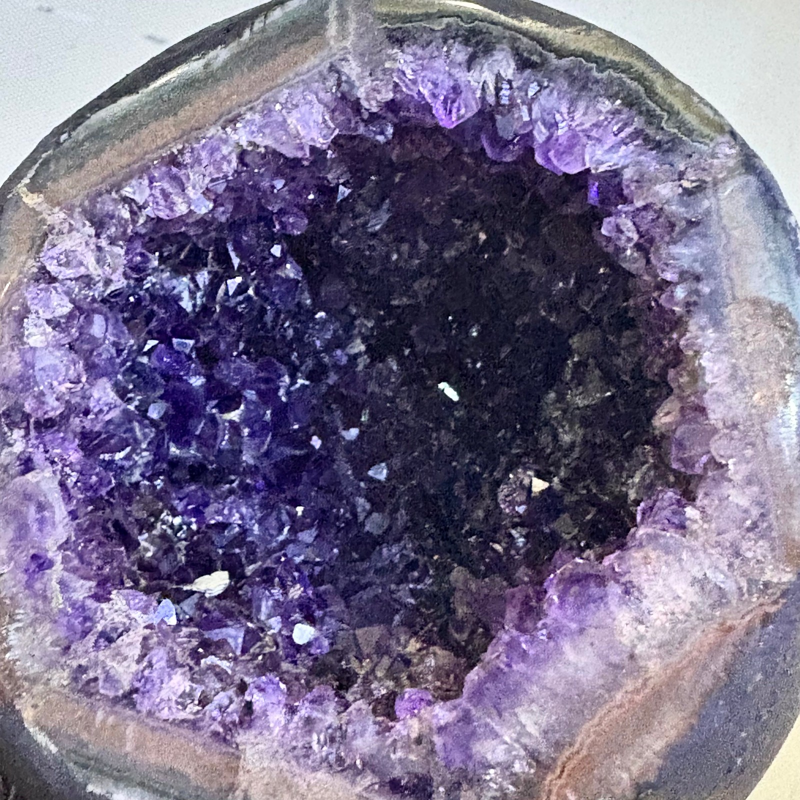 5.6LB Natural uruguay amethyst geode quartz money bag crystal +stand