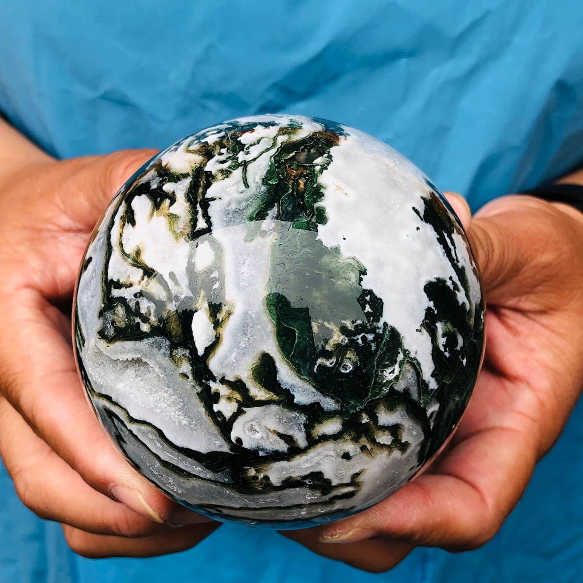 3pcs 5.58LB Natural Water Grass Agate Ball Quartz Crystal Ball Healing 2112