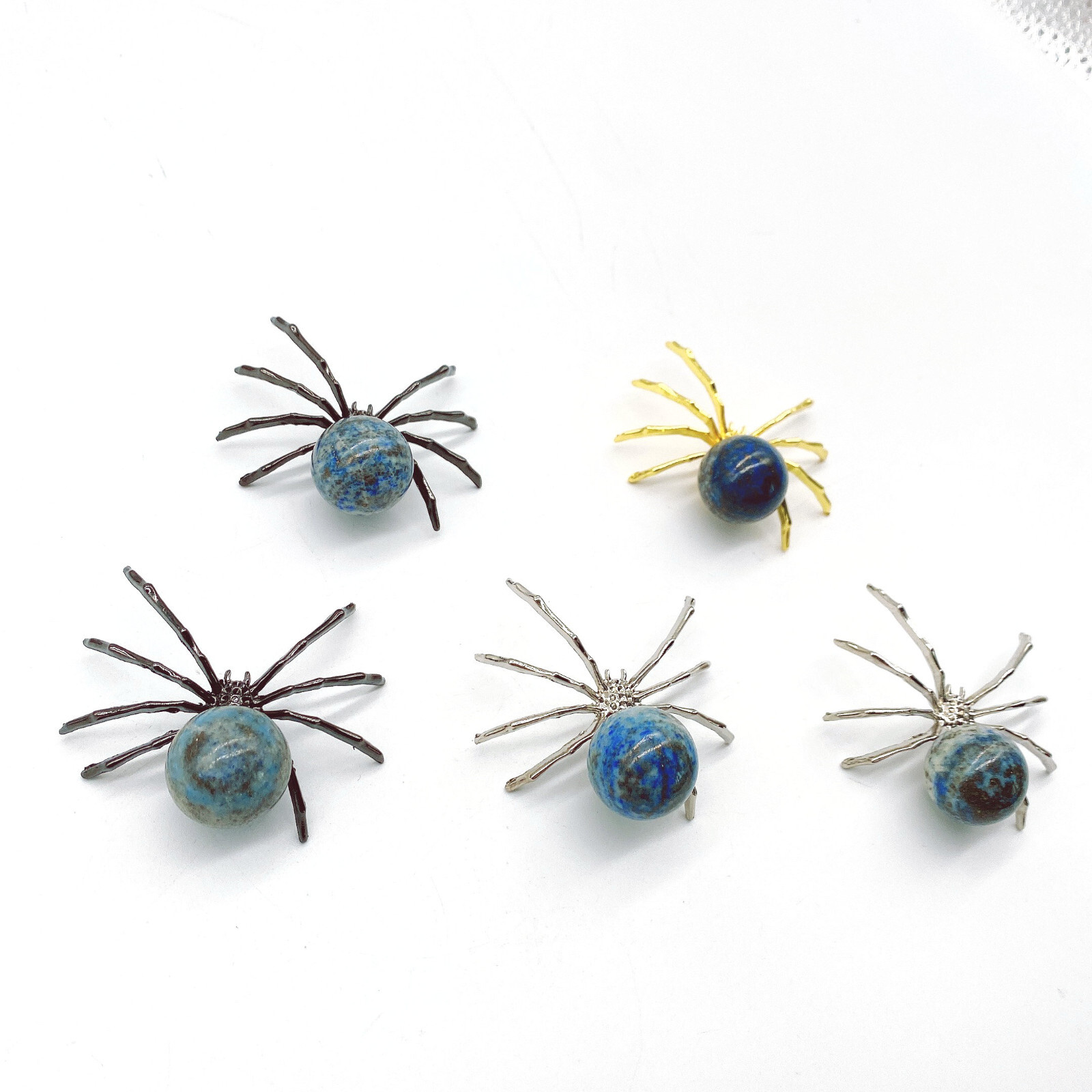 50pcs Natural Lapis Lazuli Spider Reiki Sphere Crystal Quartz Healing Decorate