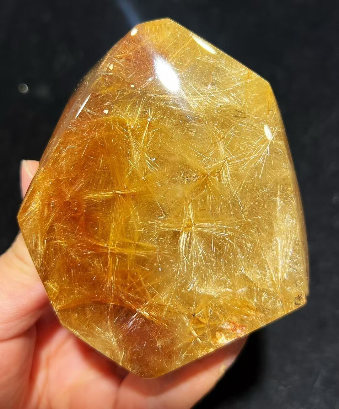 324g TOP Natural Rutilated crystal quartz mineral specimen reiki Decor+stand