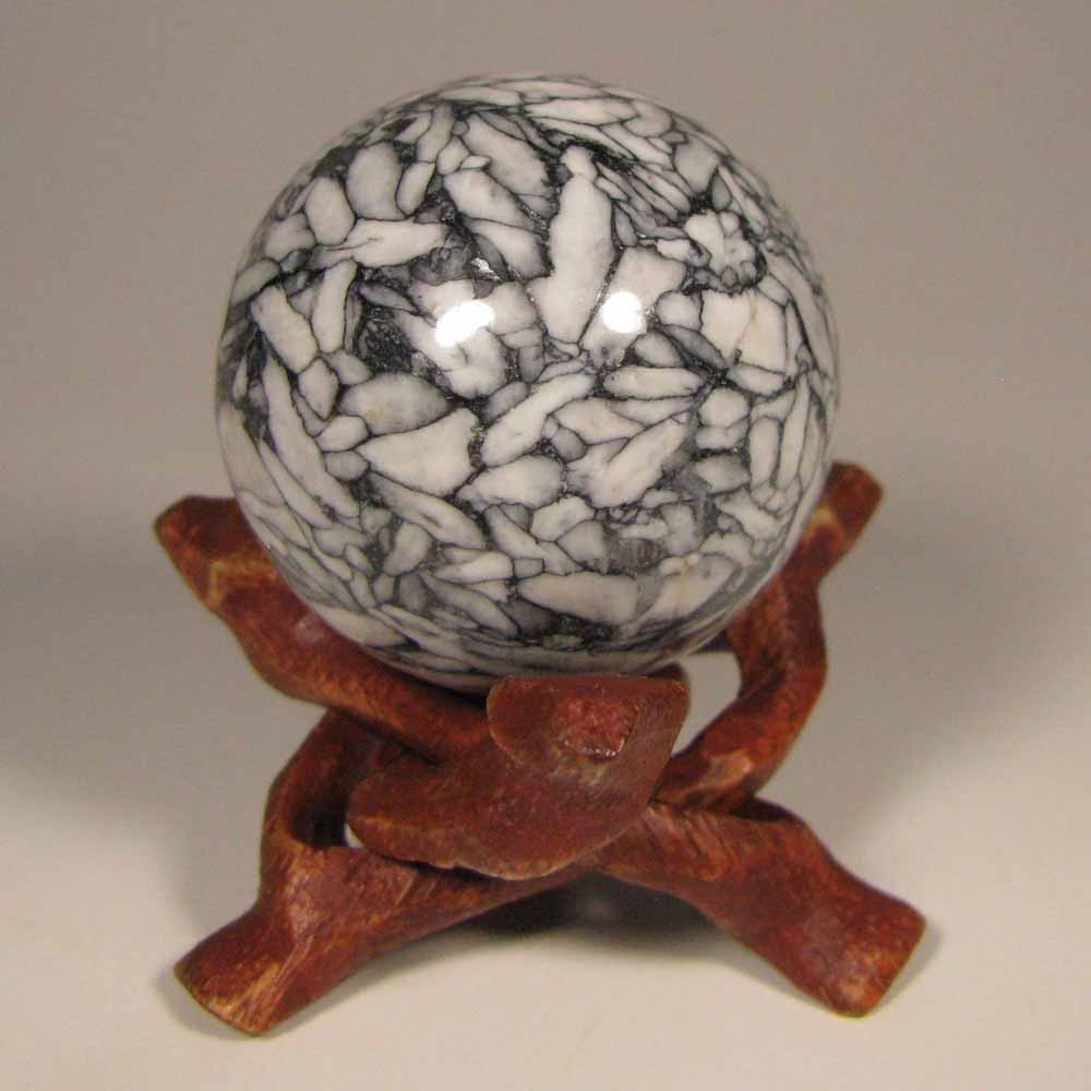 38mm PINOLITE Pinolith Polished Stone Sphere Ball w/ Stand – Austria